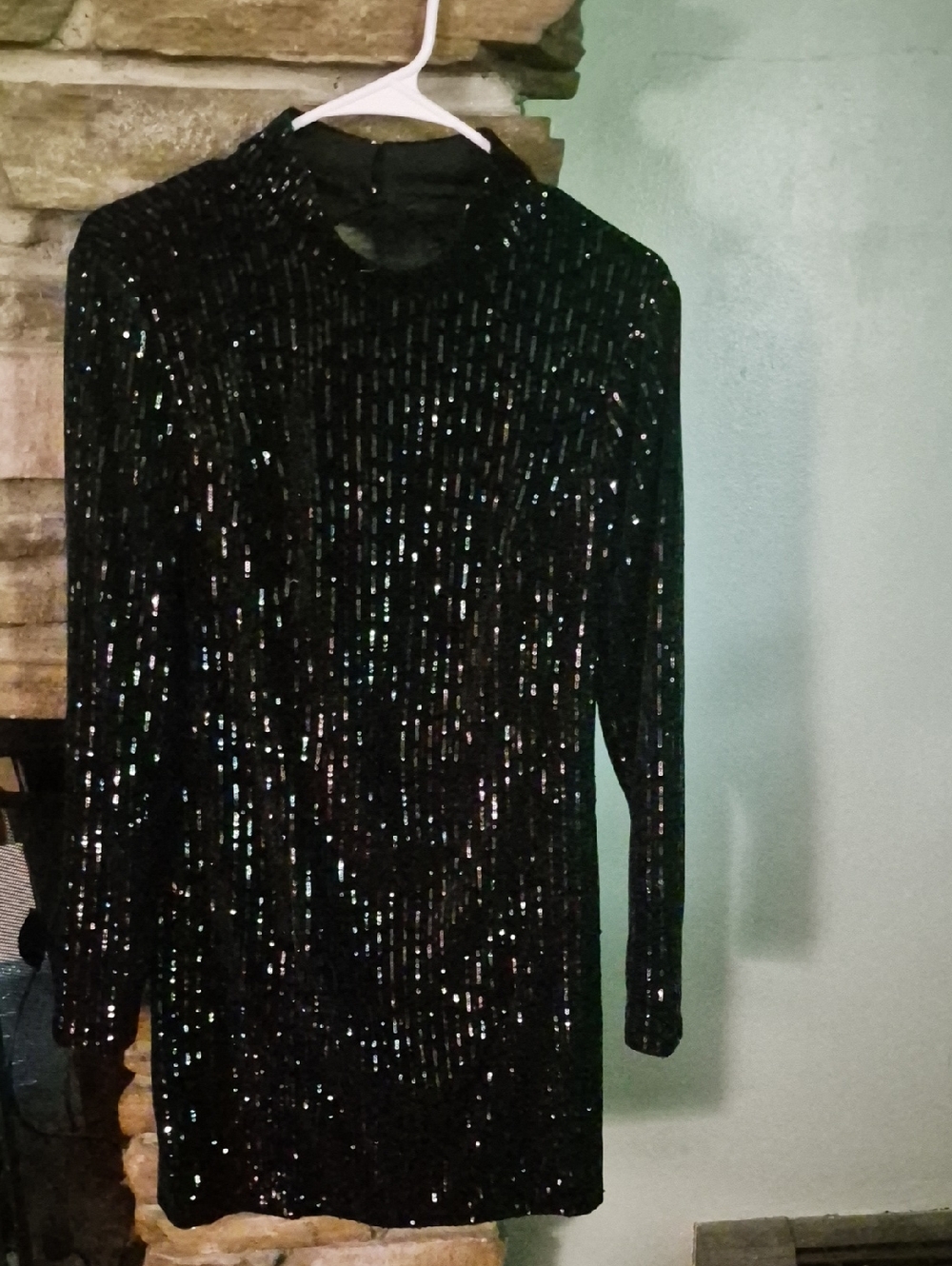 Francesca's Collections Black Sequin Backless Mini Dress